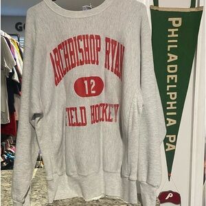 Vintage Womens Large Gray Archbishop Ryan Field Hockey oCrewneck Sweatshirt